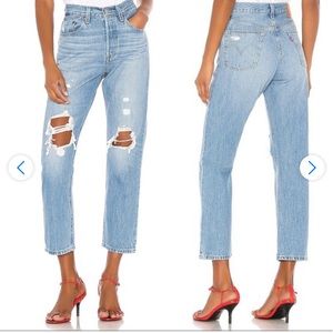LEVI'S 501 Original Cropped Patched Jeans